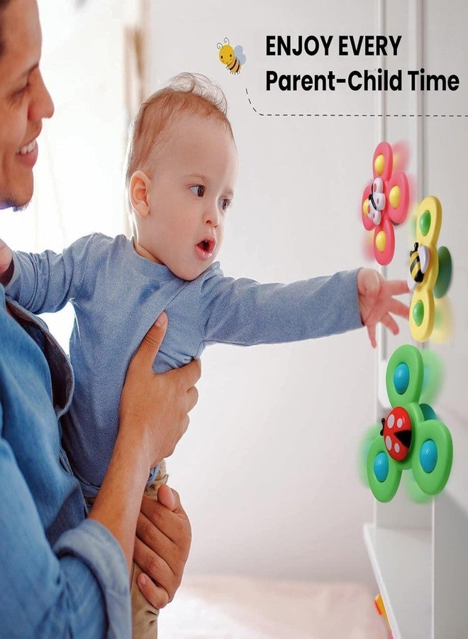 Cable World Baby Spinner Toy for Baby Bath Toys Water Toys for Kids Suction Cup Fidget Spinner Sensory Toddler Infant Flight Travel Toy Stick to Car Window Gift for Kids 3 Pcs ( Insect Design ) - Image 4